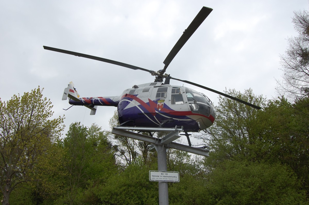 Werbung für die Stadt der Hubschrauber</br>Offizielle Einweihung des Hubschraubers an der B 83